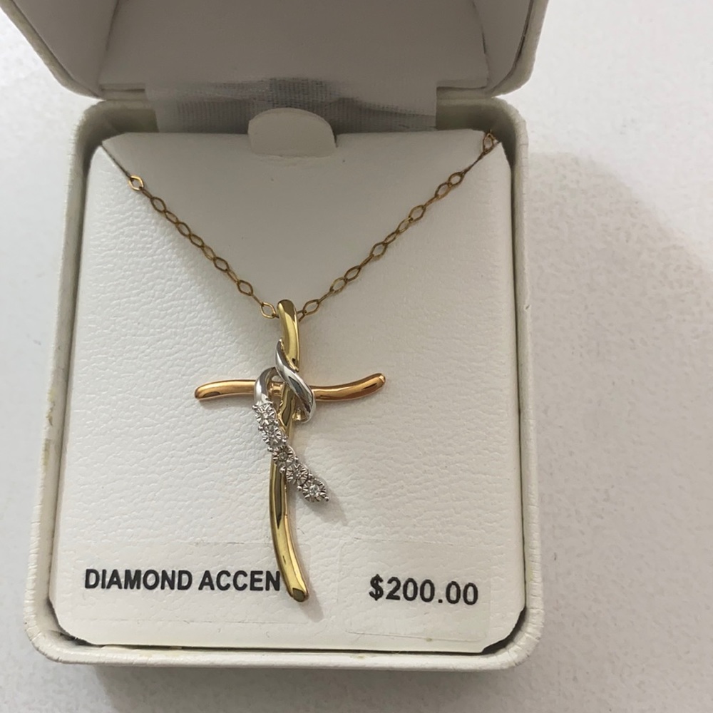 Diamond accented cross necklace